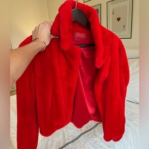 Nordstrom red fur jacket